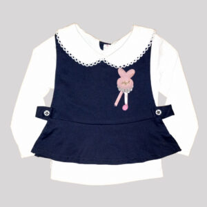 Premium Baby Girls Full Sleeves Frock with Collar and Pant Set