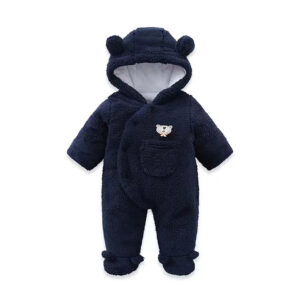 Baby Jumpsuit Romper Winter New Baby Placket and Velvet Jumpsuit for Baby Outdoor Climbing Clothes New Casual Winter Jumpsuits Navy 12-18 Months